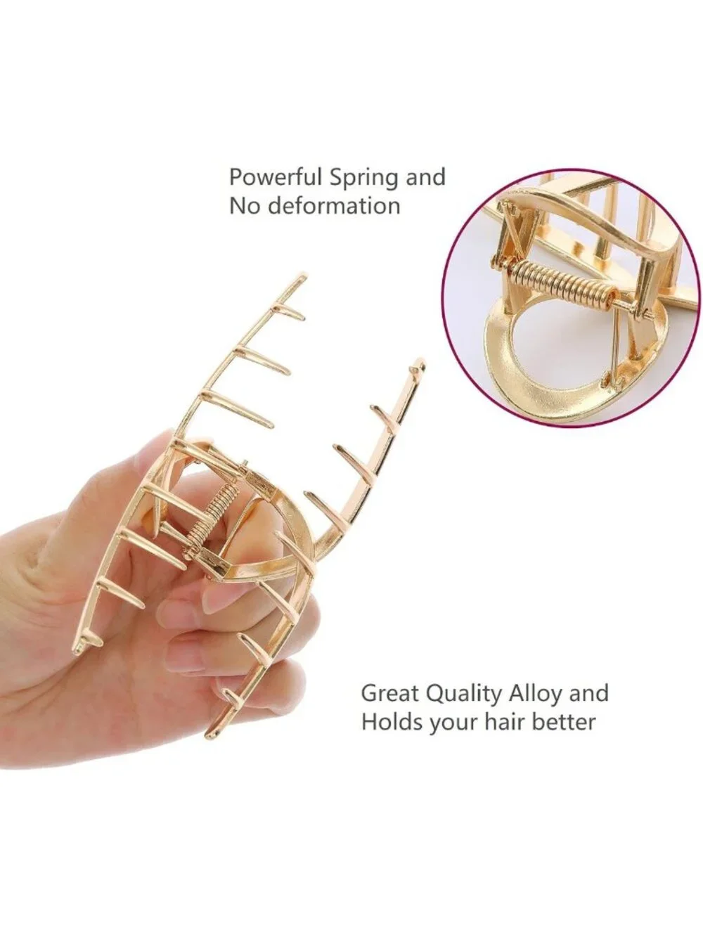 6 Pack Gold Metal Hair Clips - Large 4 Inch Jaw Claws for Thick or Thin Hair